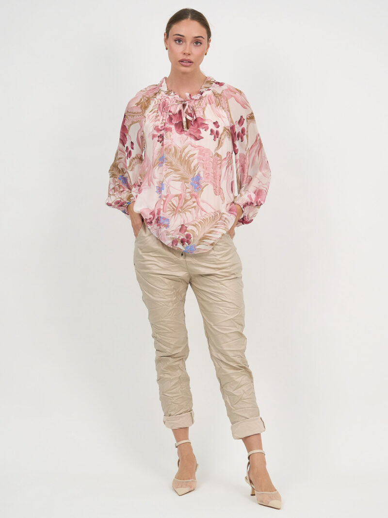 Silk Blend Neck Tie Top Ivory La Strada