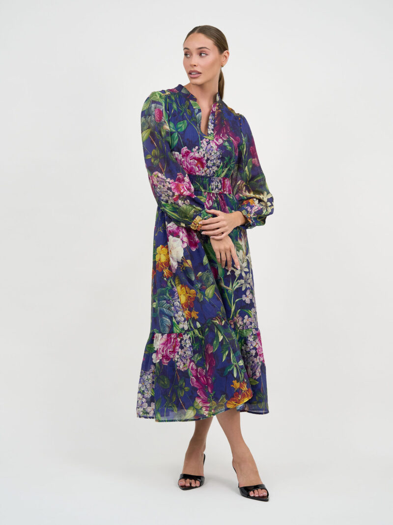 Waist Detail Dress Navy Liberty Rose