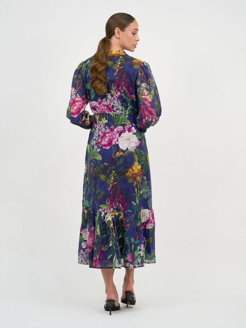 Waist Detail Dress Navy Liberty Rose