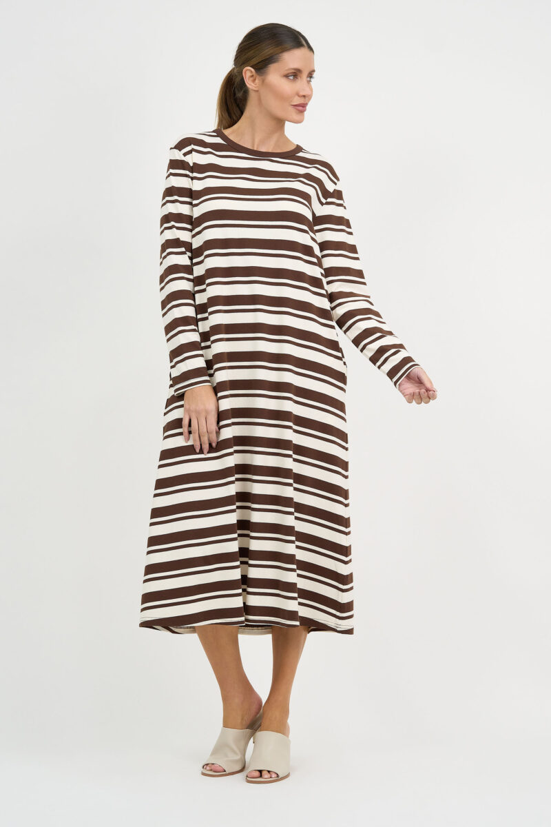 Straight Cotton Jersey Dress Chocolate Liberty Rose