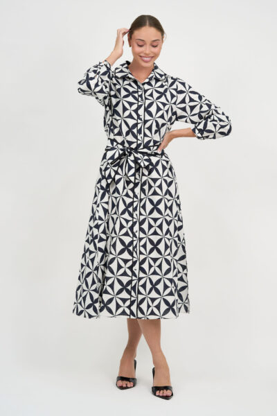 Trim Detail Linen Dress Black Liberty Rose