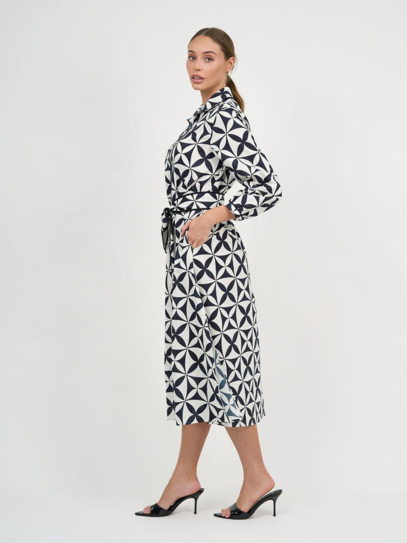 Trim Detail Linen Dress Black Liberty Rose