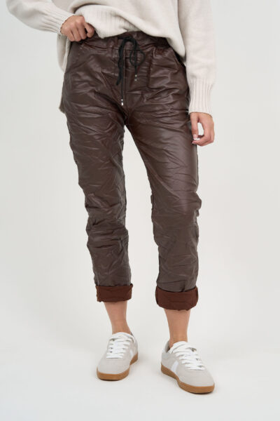 Wet Look Jogger Pant Chocolate La Strada