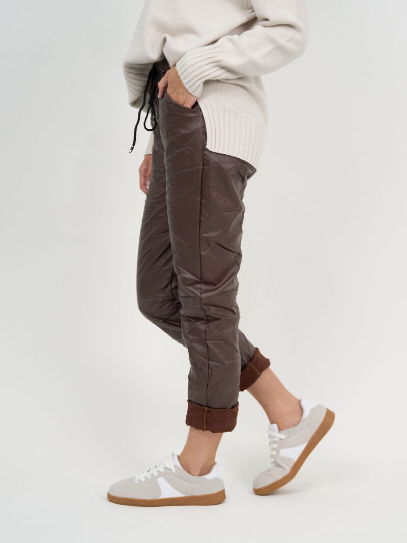 Wet Look Jogger Pant Chocolate La Strada