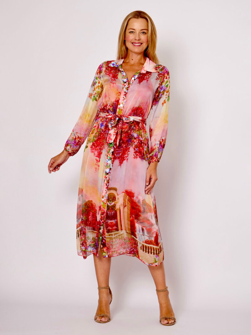 Silk Shirt Dress Red La Strada