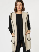 Contrast Detail Hooded Vest Natural Clarity by Threadz