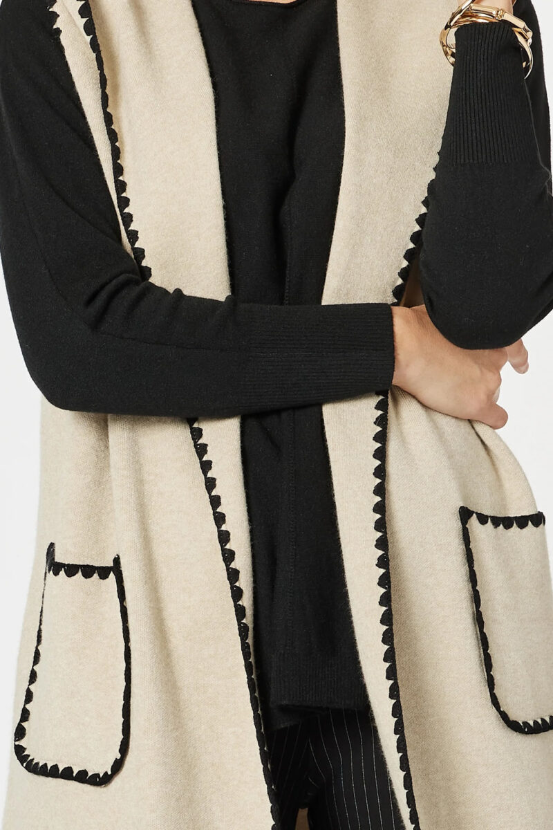 Contrast Detail Hooded Vest Natural Clarity by Threadz