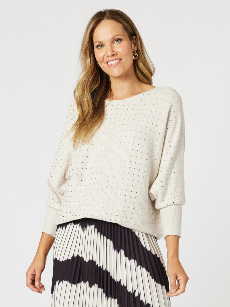 Shimmer Batwing Knit Top Natural Hammock & Vine