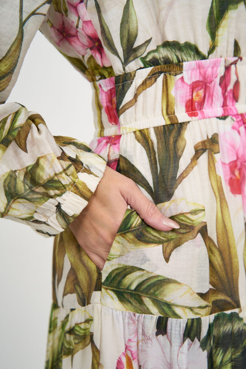 Waist Detail Dress Khaki Liberty Rose