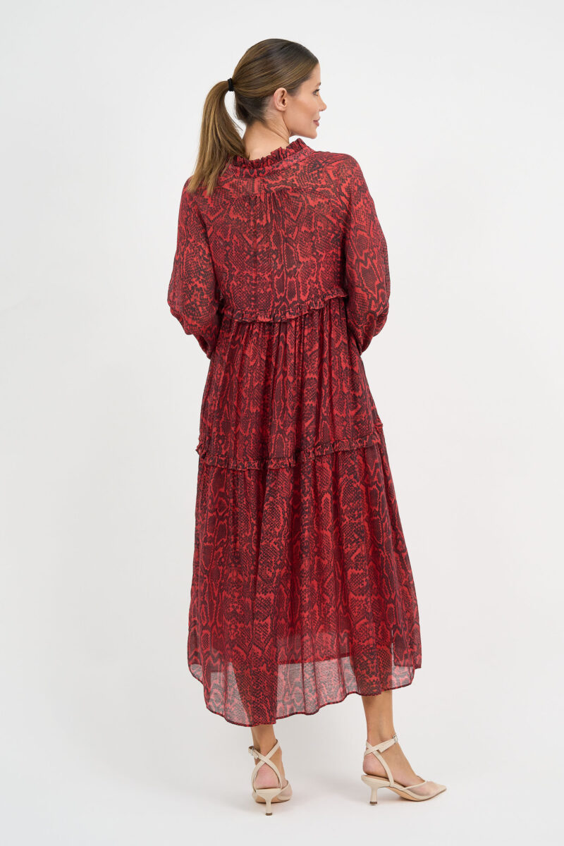 Tiered Midi Dress Red Liberty Rose