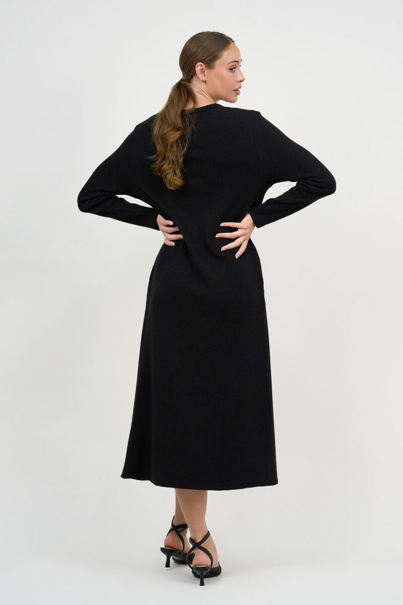 Metallic Waffle Knit Dress Black Liberty Rose