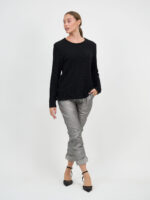 Metallic Waffle Knit Top Cream Liberty Rose