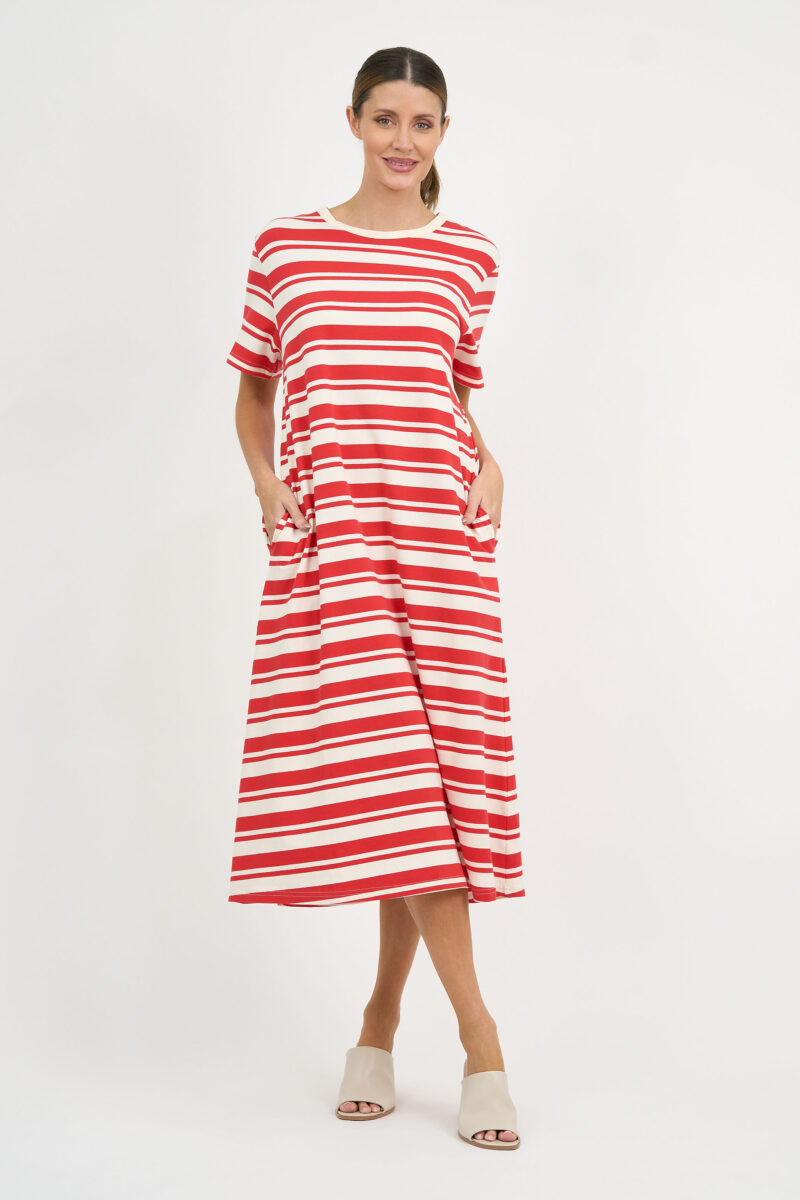 Straight Cotton Jersey Dress Red Liberty Rose