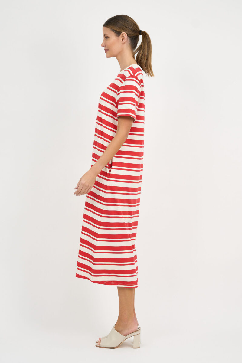 Straight Cotton Jersey Dress Red Liberty Rose