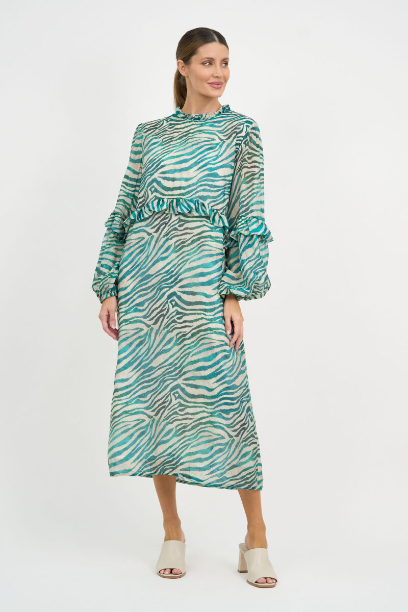 Frill Detailed Dress Teal Liberty Rose