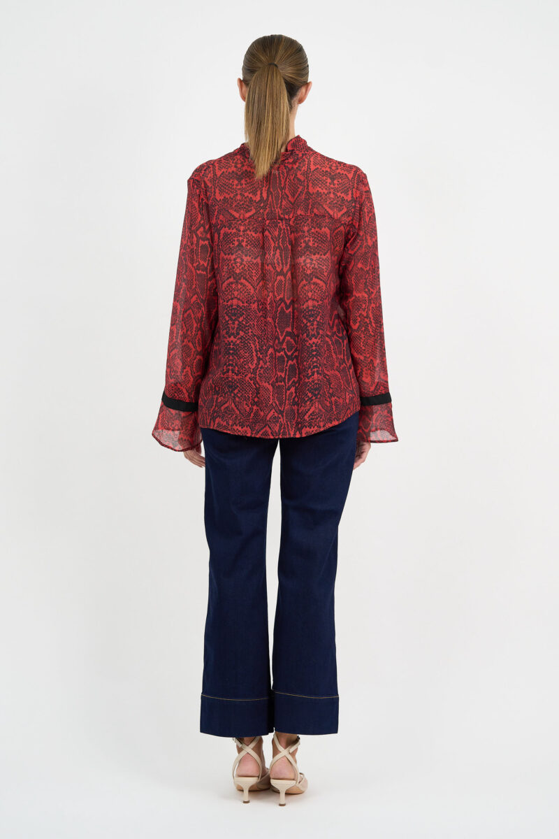 Tie Neck Blouse Red Liberty Rose