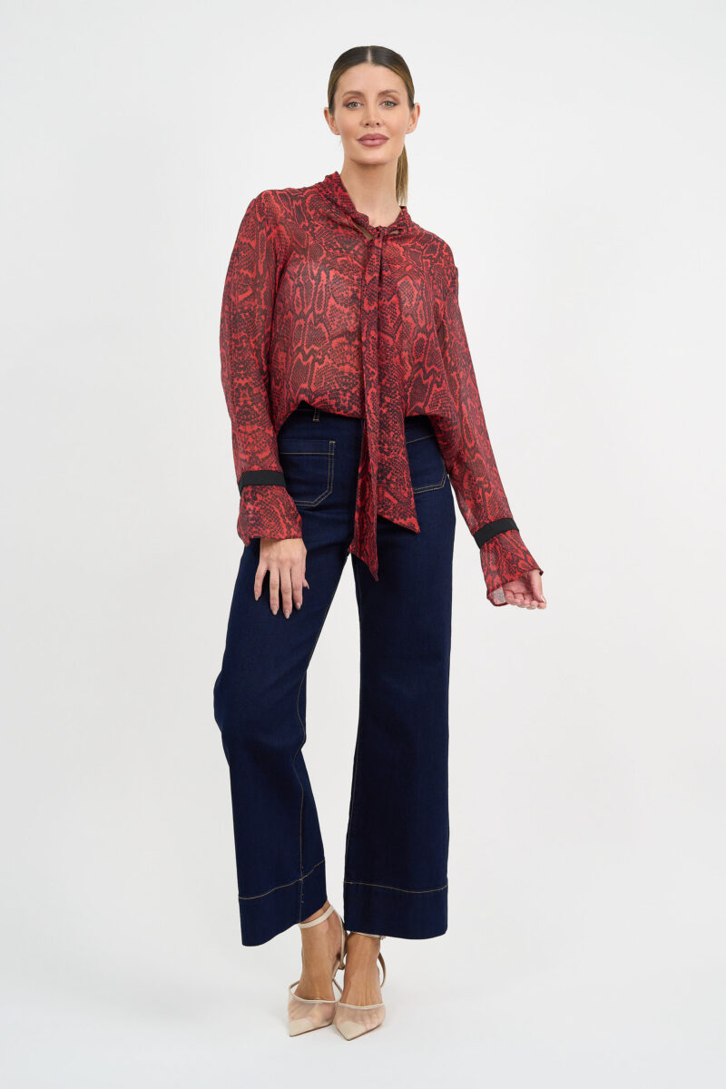 Tie Neck Blouse Red Liberty Rose