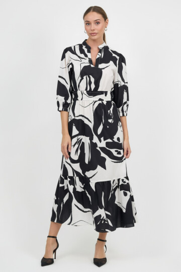 Waist Detail Dress Black Liberty Rose