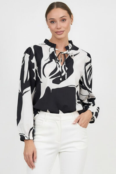 Cotton Frill Neck Top Black Liberty Rose Cotton Frill Neck Top Black Liberty Rose