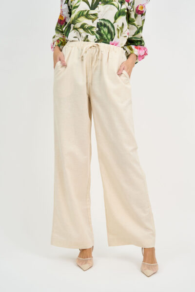 Linen Wide Leg Tie Pant Natural Liberty Rose