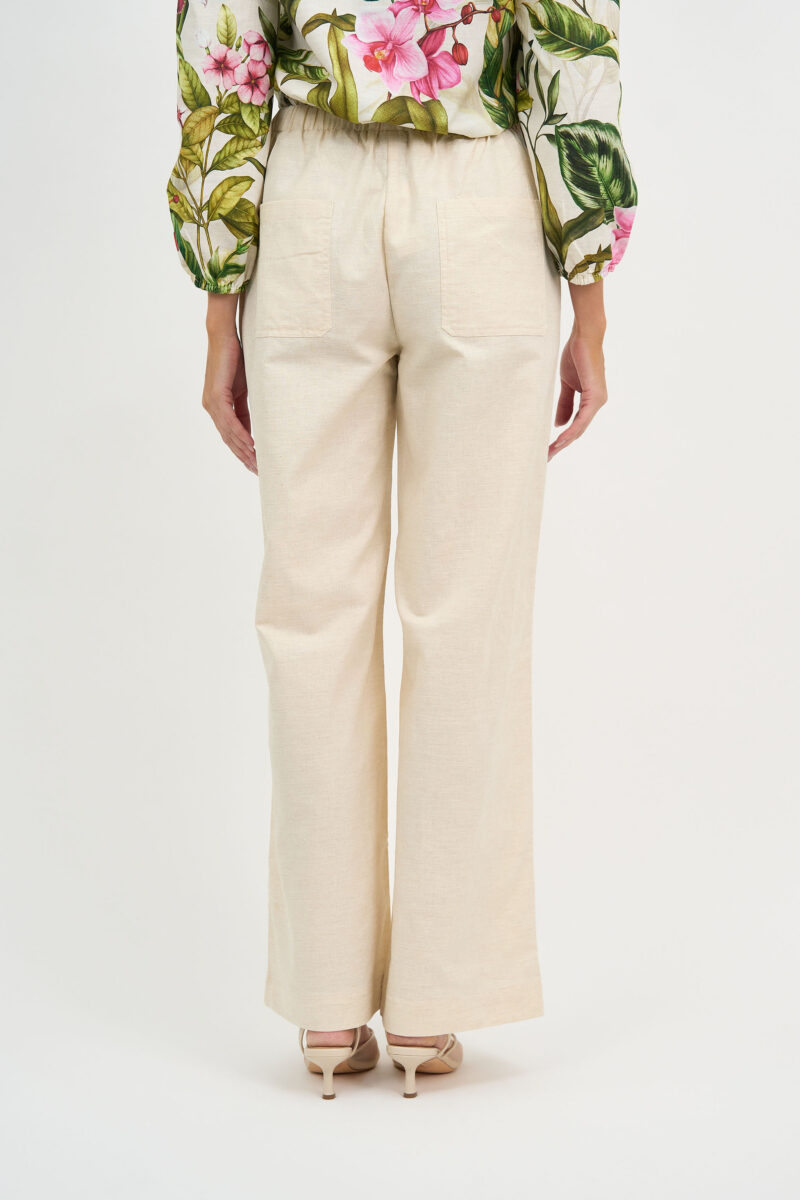 Linen Wide Leg Tie Pant Natural Liberty Rose
