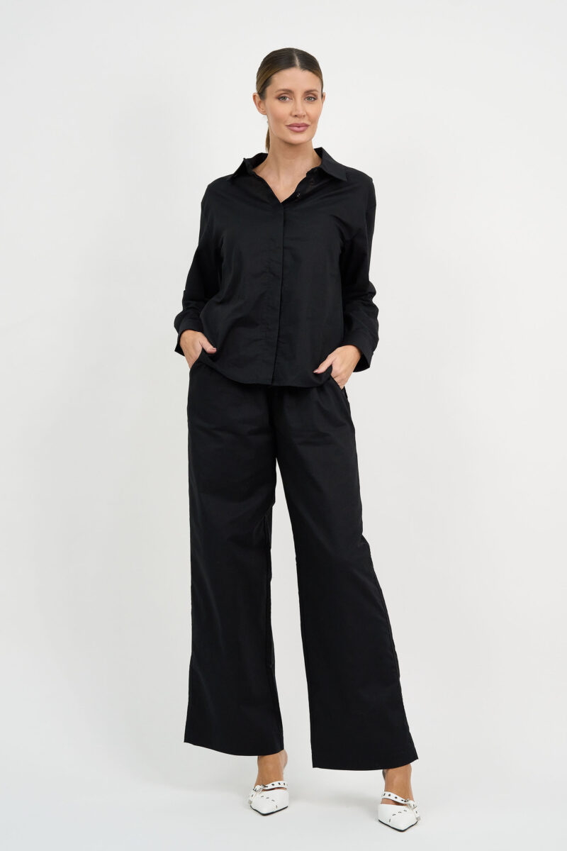 Linen Relaxed Shirt Black Liberty Rose