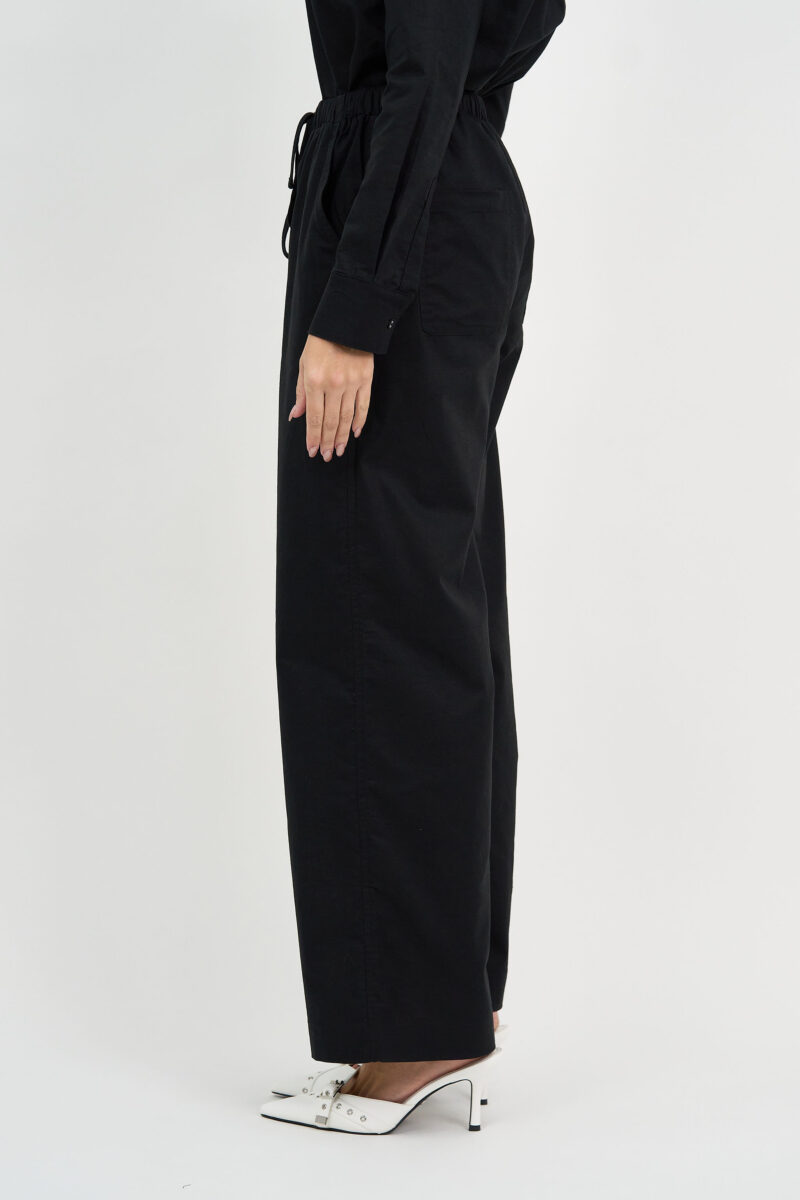 Linen Wide Leg Tie Pant Black Liberty Rose