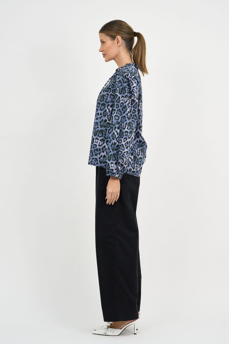 Cotton Frill Neck Top Slate Liberty Rose