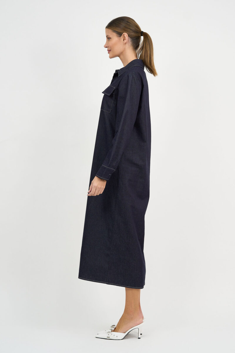 Relaxed Denim Shirt Dress Dark Denim Liberty Rose