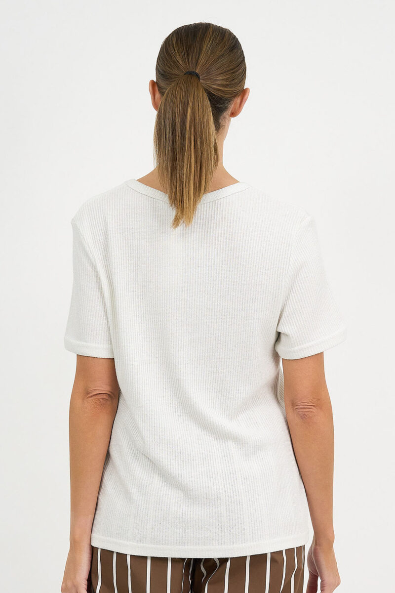 Metallic Ribbed Knit Tee White Liberty Rose
