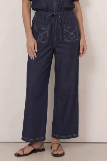 Patch Pocket Drawstring Denim Dark Denim Liberty Rose