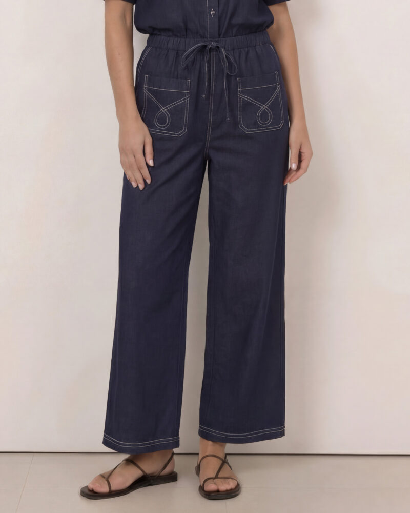 Patch Pocket Drawstring Denim