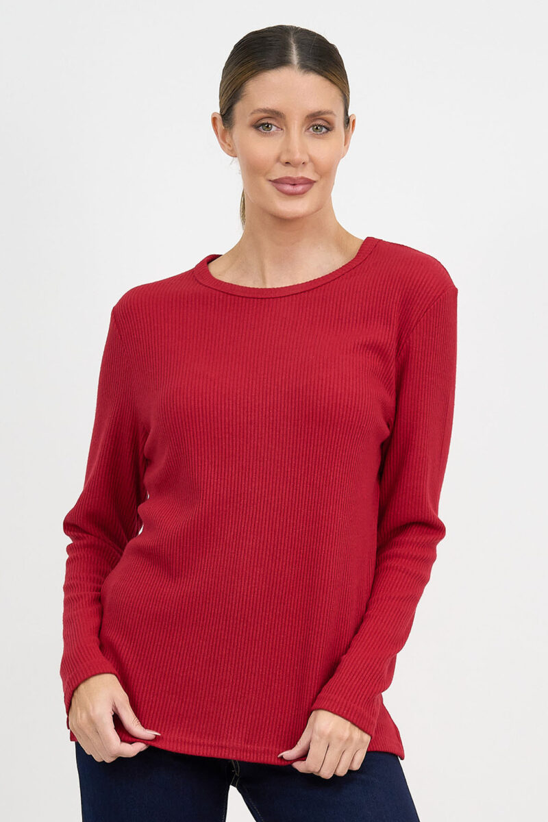 Metallic Ribbed Knit Top Berry Liberty Rose