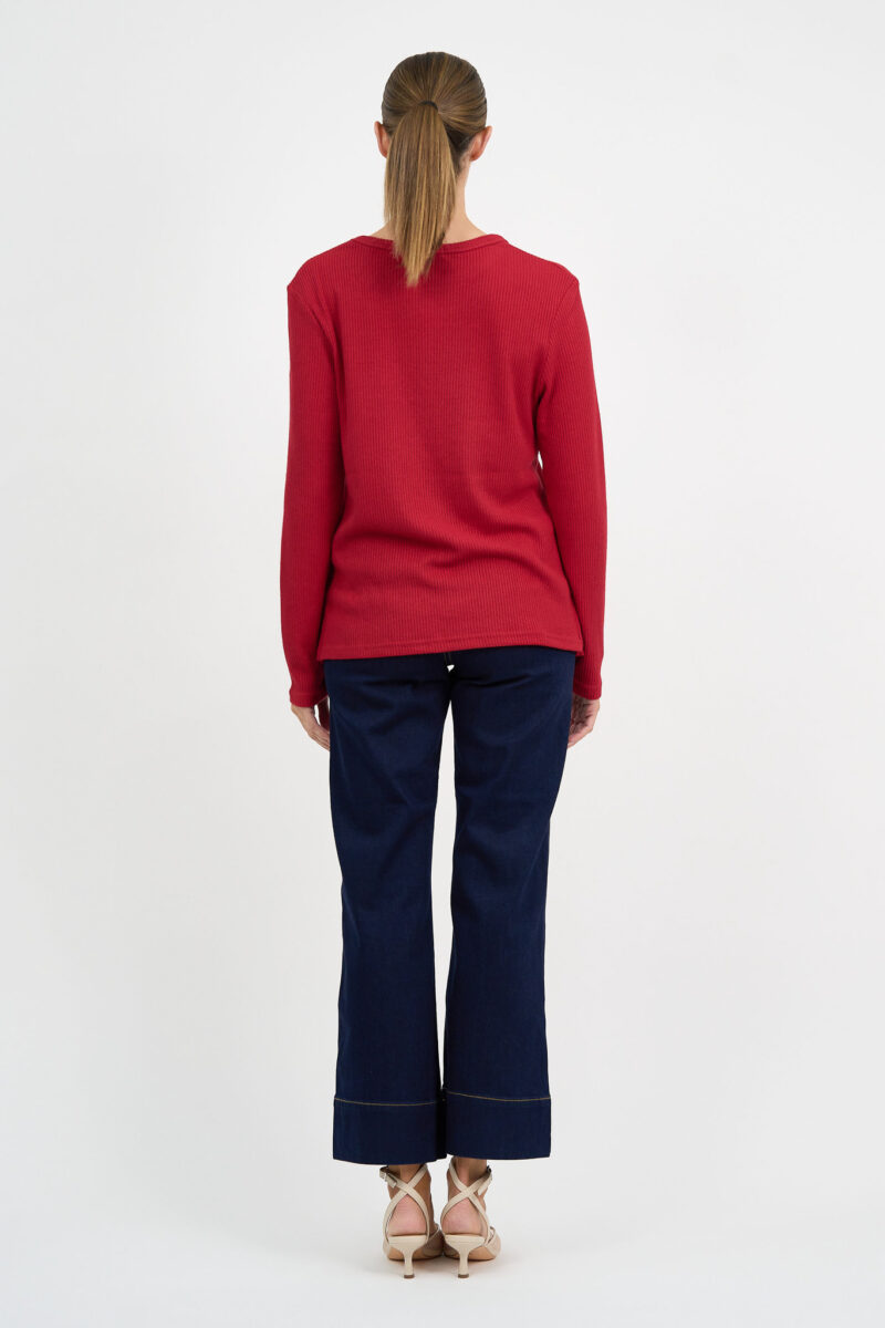 Metallic Ribbed Knit Top Berry Liberty Rose