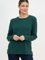Metallic Ribbed Knit Top Camel Liberty Rose
