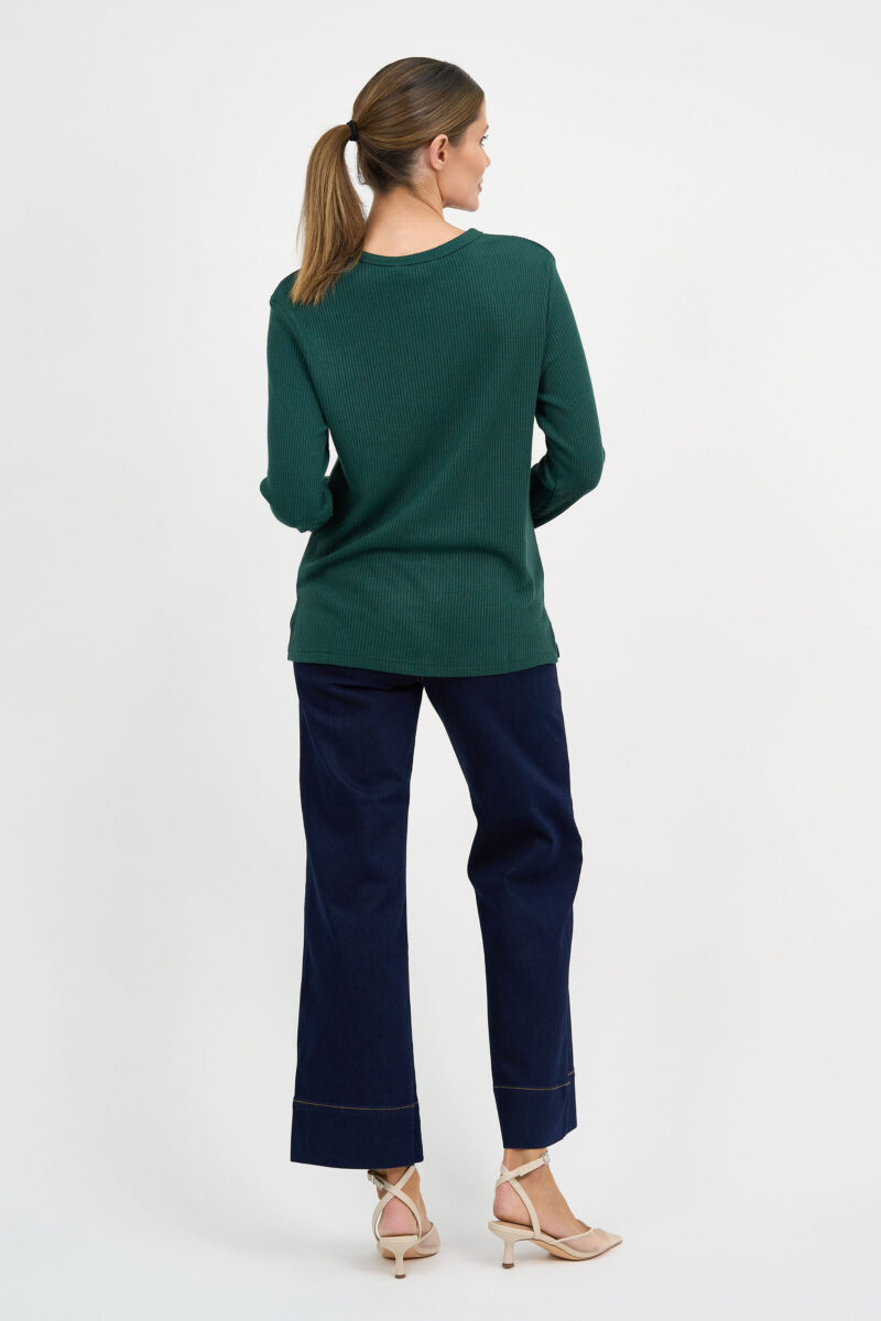 Metallic Ribbed Knit Top Emerald Liberty Rose