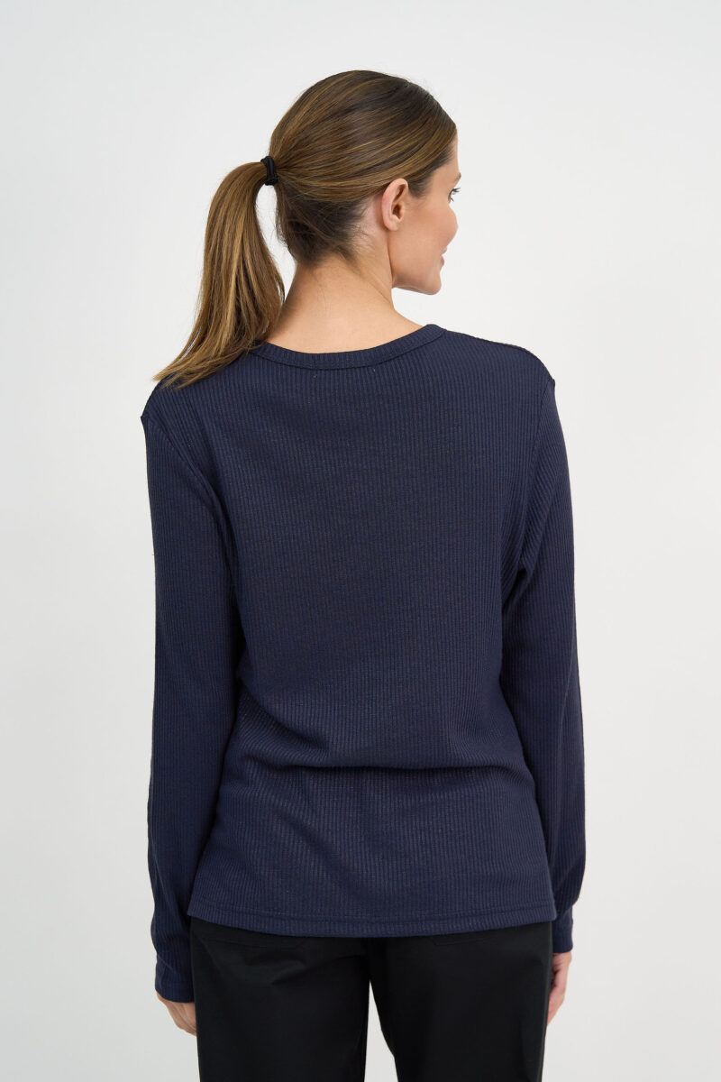 Metallic Ribbed Knit Top Slate Liberty Rose