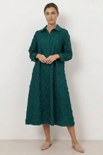 Embroidered Shirt Dress Teal Liberty Rose