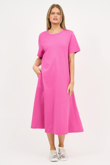 Cotton Jersey Dress Magenta Liberty Rose