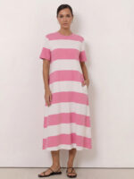 Cotton Jersey Stripe Dress Rose Liberty Rose