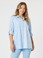 Two Tone Stripe Shirt Blue Threadz Two Tone Stripe Shirt Blue Threadz