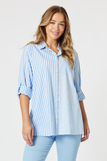 Two Tone Stripe Shirt Blue Threadz