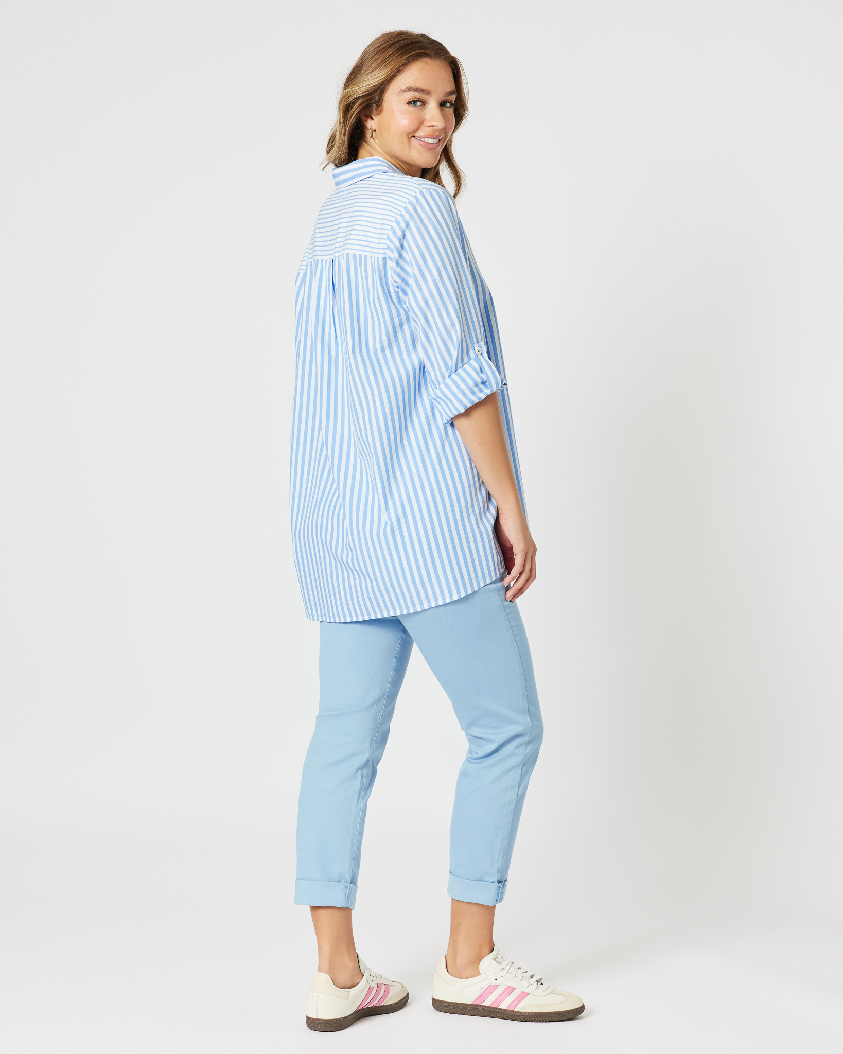 Two Tone Stripe Shirt Blue Threadz Two Tone Stripe Shirt Blue Threadz