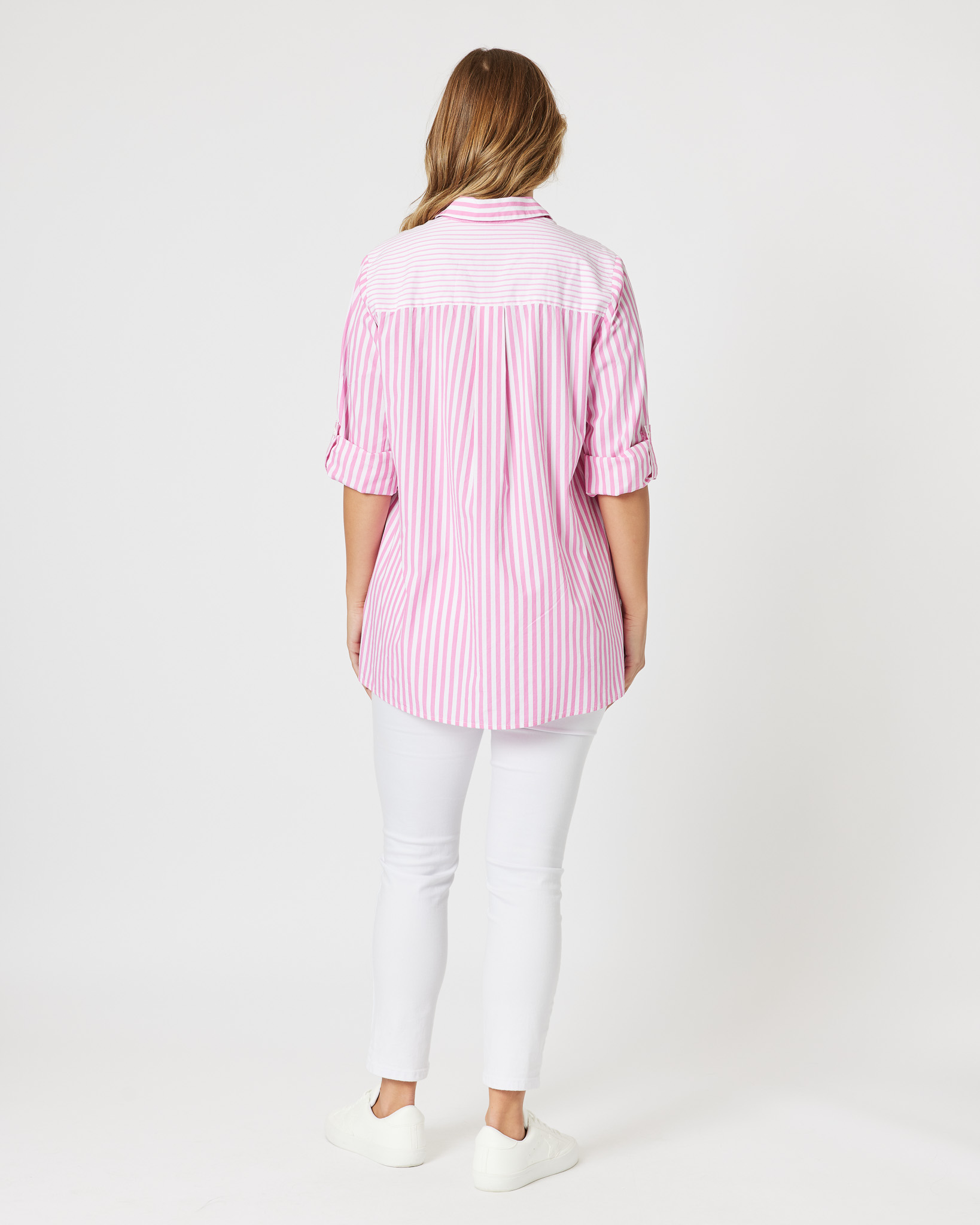 Two Tone Stripe Shirt Pink Threadz Two Tone Stripe Shirt Pink Threadz