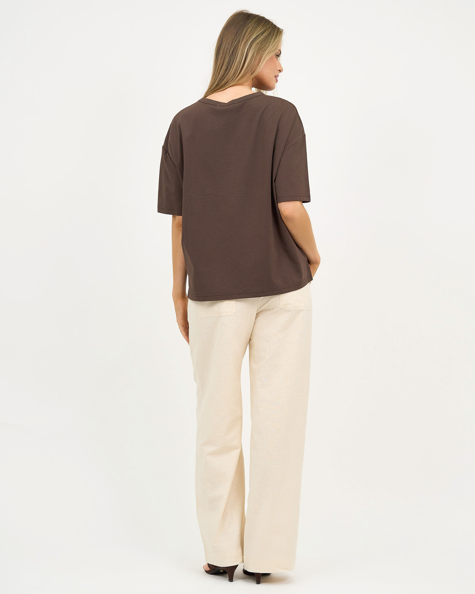 Cotton Jersey Relaxed Tee Chocolate Liberty Rose Cotton Jersey Relaxed Tee Chocolate Liberty Rose