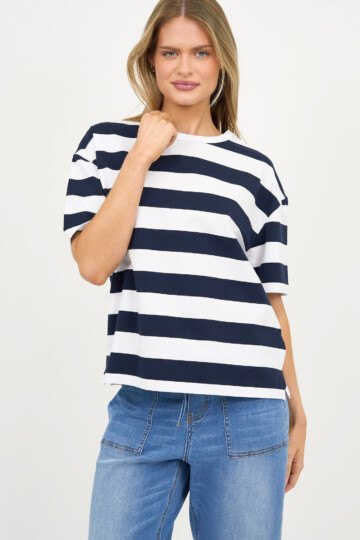 Cotton Jersey Relaxed Tee Navy Liberty Rose