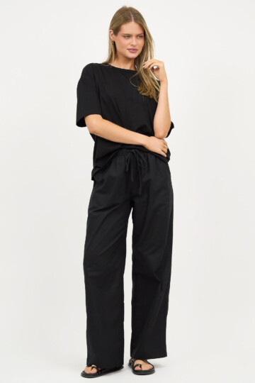 Linen Relaxed Leg Pant Black Liberty Rose