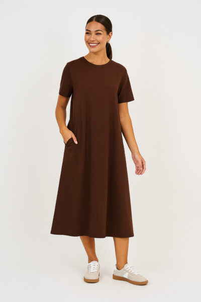 Cotton Jersey Dress Chocolate Liberty Rose