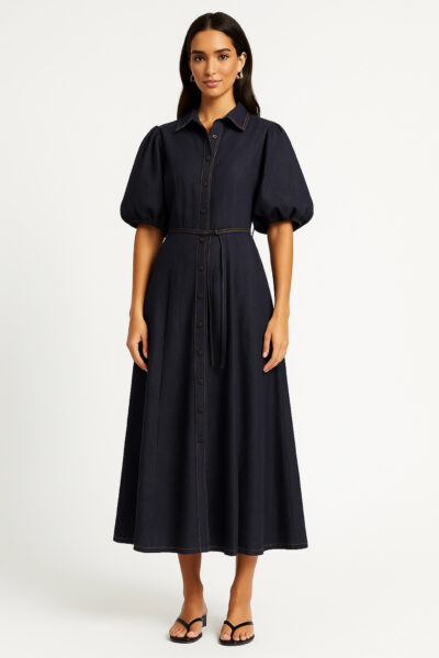 Maxi Light Denim Shirt Dress Dark Denim Liberty Rose