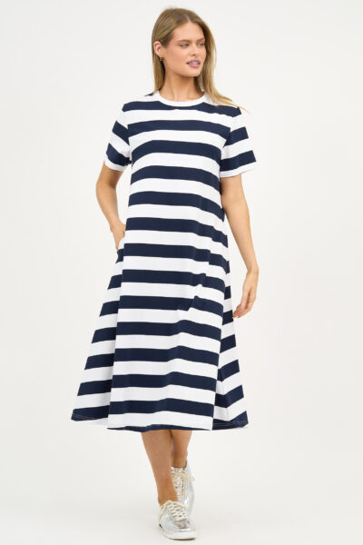 Cotton Jersey Stripe Dress Navy Liberty Rose Cotton Jersey Stripe Dress Navy Liberty Rose